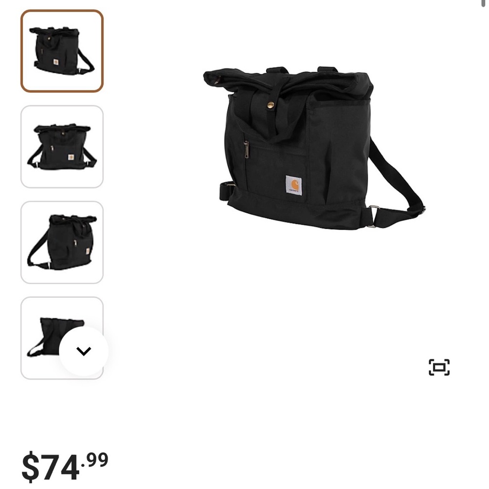 Carhartt Black Roll-Top Canvas Messenger BagPack/Tote